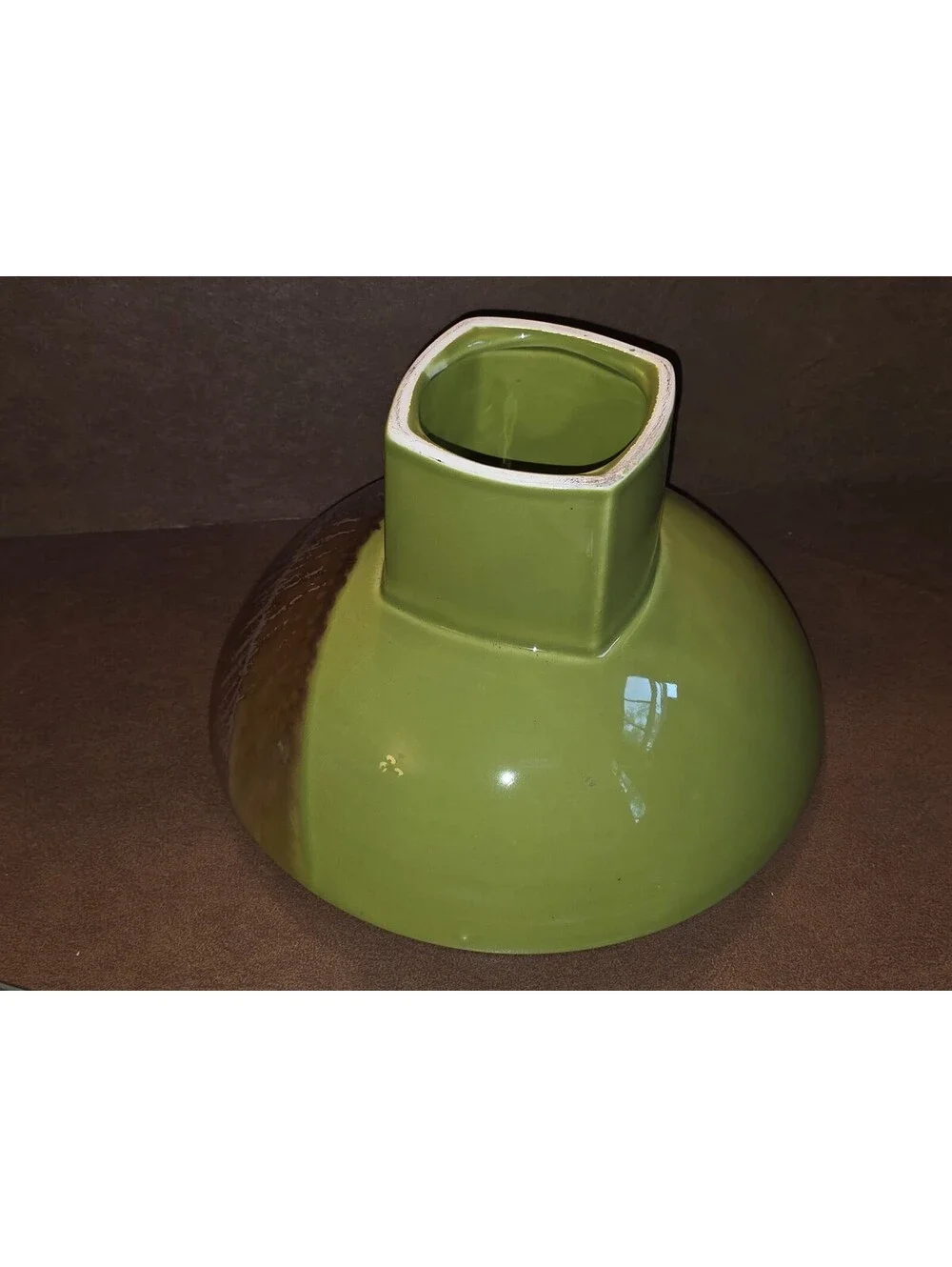Destinos S.A. Ceramic Pedestal Bowl Portugal Green & Brown Glaze
